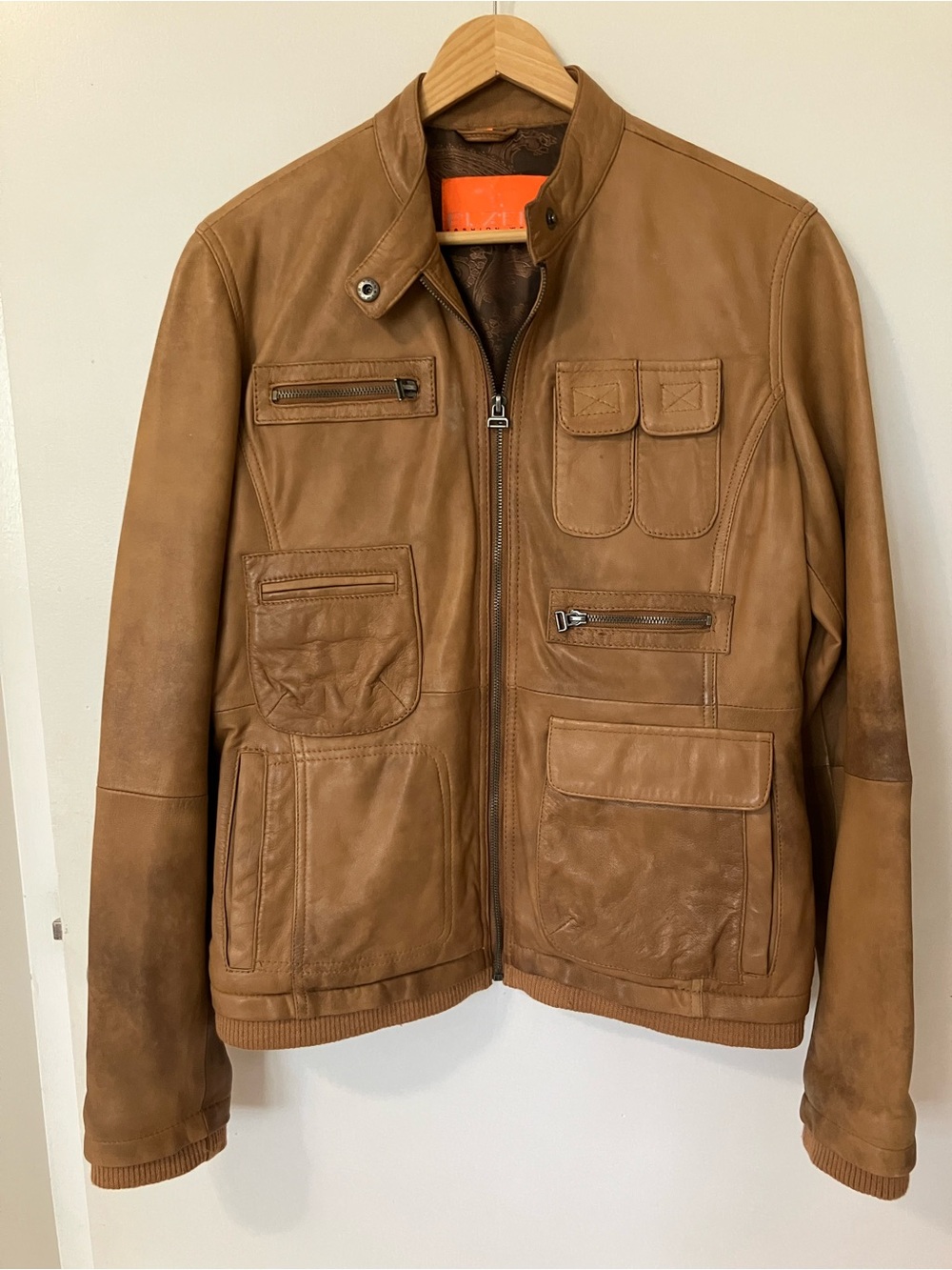 Cool Unisex Elzein 180 Italy Lined Leather Utility Biker Jacket Coat